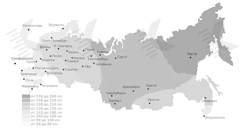 Карта промерзания грунтов России