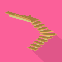 Лестница П-образная с забежными ступенями на монокосоуре (трехмаршевая)