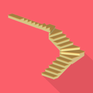 Лестница П-образная с забежными ступенями (трехмаршевая)