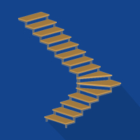 Лестница Г-образная с забежными ступенями металлическая