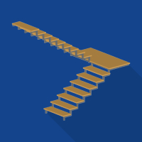 Лестница П-образная с площадкой металлическая