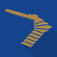 Лестница П-образная с забежными ступенями металлическая