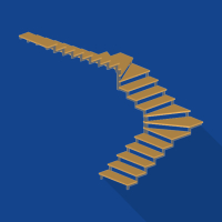 Лестница П-образная с забежными ступенями металлическая (трехмаршевая)