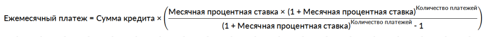 Формула расчета аннуитетных платежей по кредиту - КАЛК.ПРО Формула расчета аннуитетных платежей по кредиту