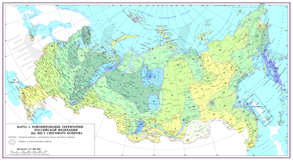 Зоны снеговой нагрузки карта