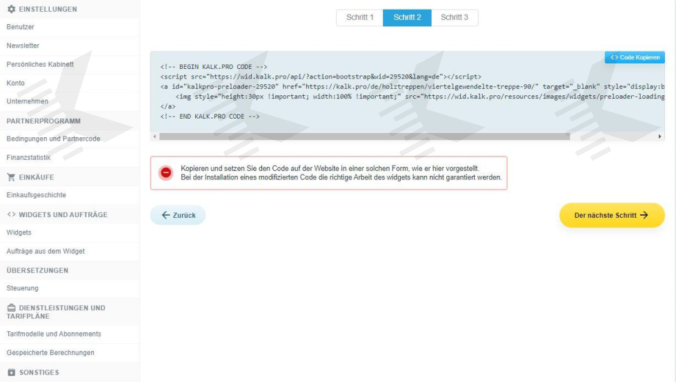 Schritt 4. Kopieren und installieren Sie den Widget-Code