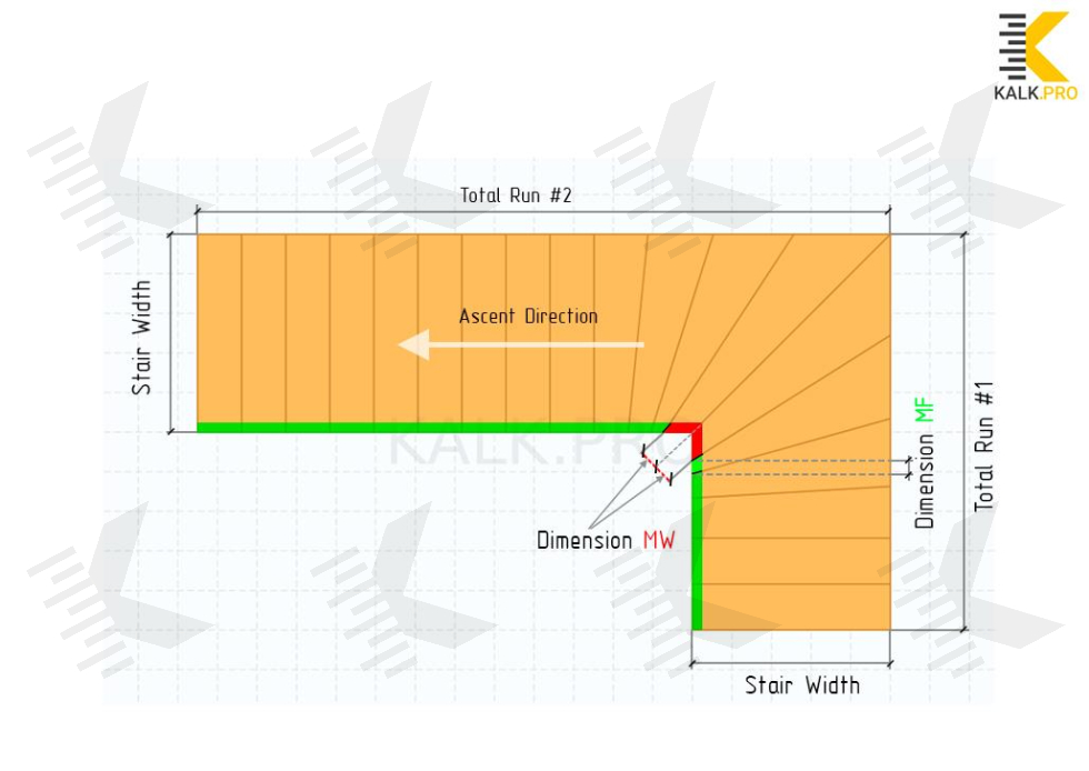 Drawing L-Shaped Mono Stringer Staircase with Winders