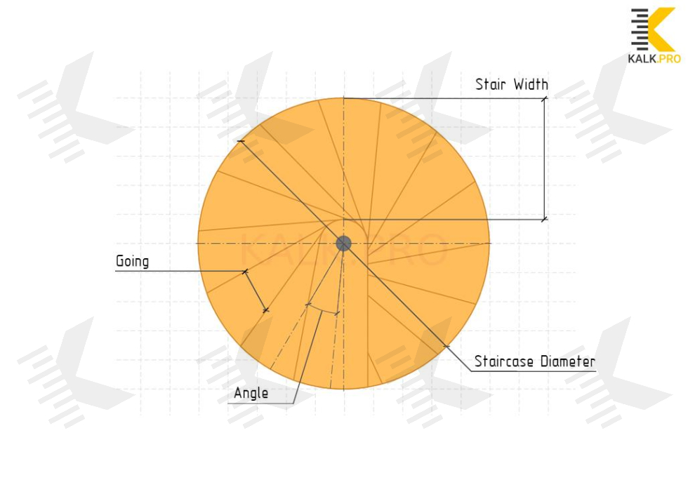 Drawing Spiral Wooden Staircase