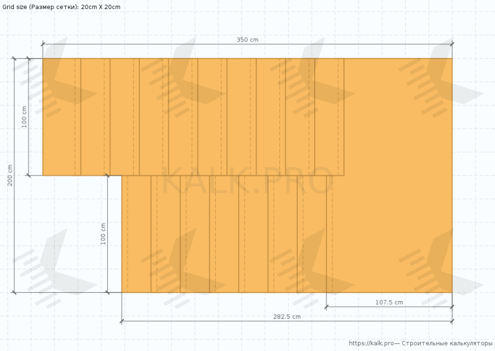 Лестница с площадкой на 180 градусов - КАЛК.ПРО Лестница с площадкой на 180 градусов