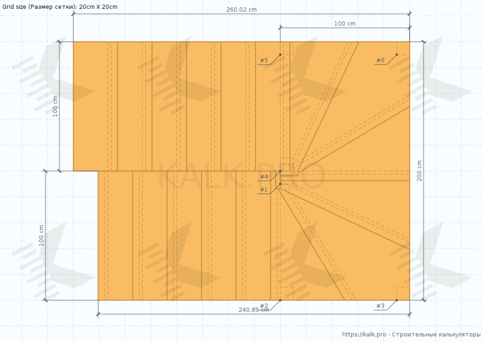 Лестница с забежными ступенями на 180 градусов - КАЛК.ПРО Лестница с забежными ступенями на 180 градусов