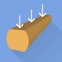 Balken aus Rundholz, zweiseitig beschnitten