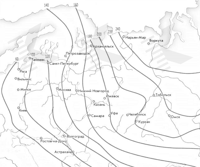 Карта промерзания грунтов России