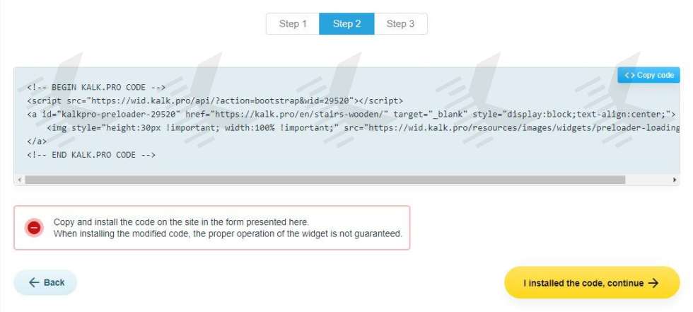 Step 4 - Copy and install widget code Step 4 - Copy and install widget code